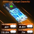 thumbnail image 3 of QJUHUNG Bike Lights  Night Riding  High Lumen 5800mAh 15.5H Runtime Aluminum Bicycle Light Front and 40H Runtime Taillight  IPX5 USB Rechargeable LED Headlight Rear Light Accessories Adul, 3 of 7