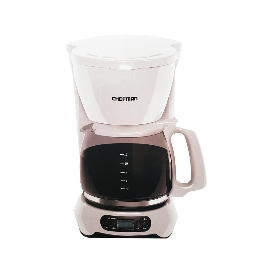 Chefman RJ1412P Programmable Coffee Maker, 12 Cups, White