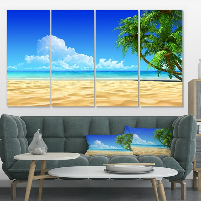 Cocotiers Pliés dans la Plage - Impression sur Toile de Bord de Mer