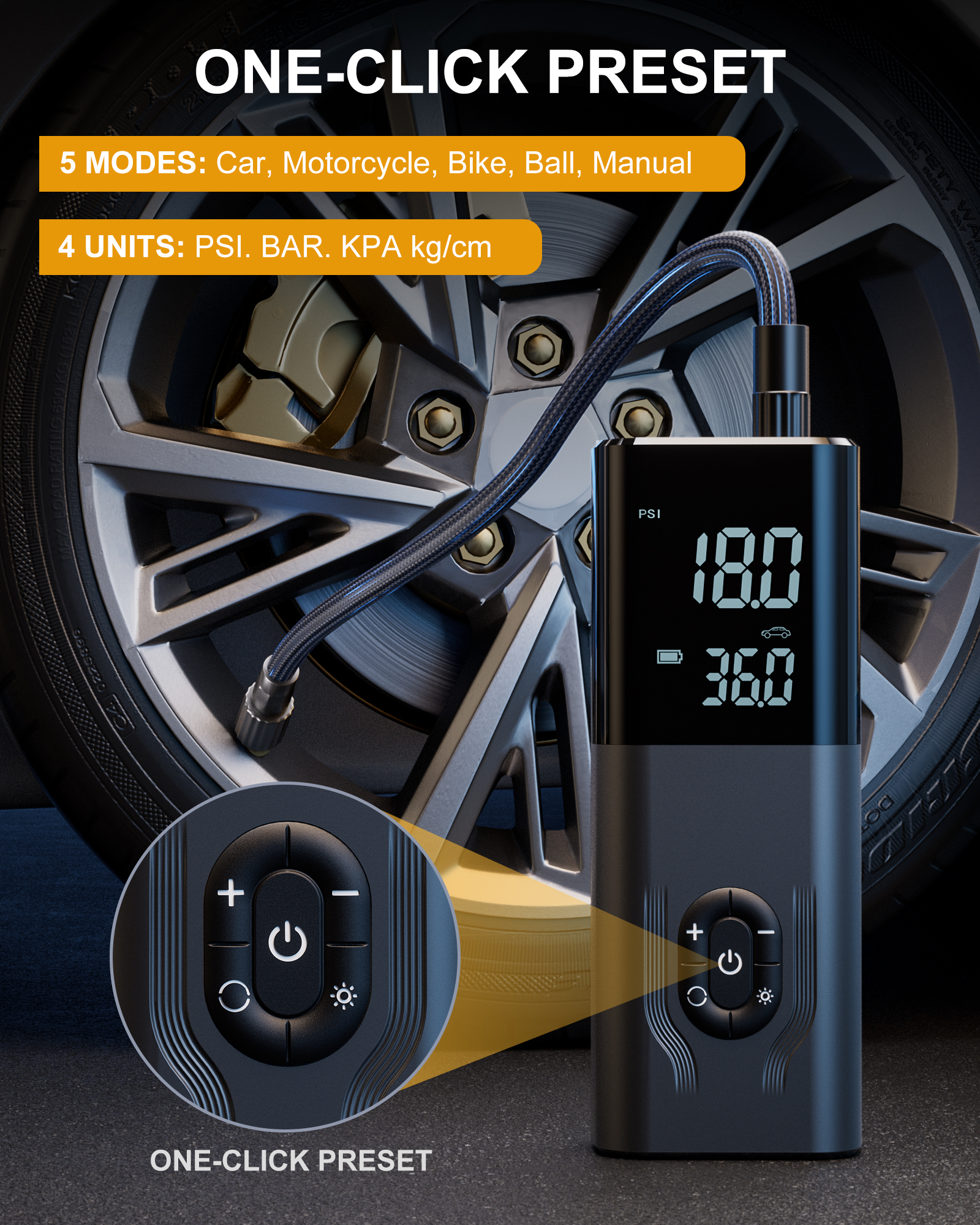 REHOTTOP 180 PSI Portable Tire Inflator with LED photo 7