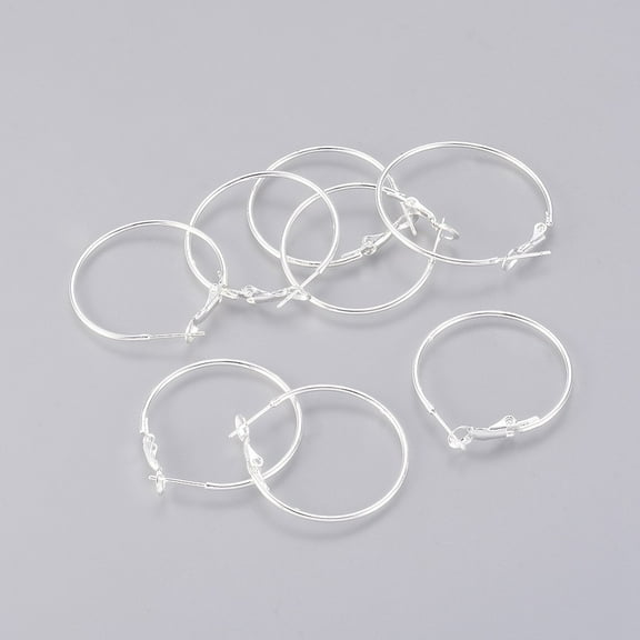 10pc Brass Hoop Earrings Nickel Free Silver Color Plated 30x1.2mm DIY