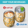 thumbnail image 4 of Floral 12oz Stainless Steel Insulated Wine Tumbler with Lid and Straw – Double Wall Vacuum Mug for Hot & Cold Drinks, 304 Steel Interior, Sweat-Free Design,Thanksgiving,Christmas, Spring,Flower, 4 of 5