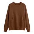 thumbnail image 5 of CBASIHI Womens Crew Neck Sweatshirts with Pockets- Casual Long Sleeve Oversized Fall Pullover Top Brown Size S, 5 of 6