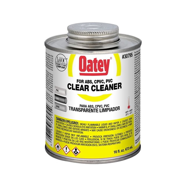 Limpiador transparente Oatey, 473 ml, para tubos de ABS, PVC y CPVC