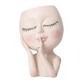 thumbnail image 1 of Macetero facial, macetero con cabeza, maceta de resina para plantas de interior y exterior (blanco), 1 of 6