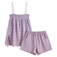 thumbnail image 4 of 2026 New Women Gingham Two Piece Set Sleeveless Tank Top and Plaid Shorts Pajama Set Sleepwear Y2k Summer Outfits, 4 of 4