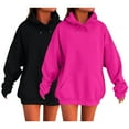 thumbnail image 2 of Holzkary Womens Oversized Hoodies Loose Hooded Sweatshirts Casual Comfy Tops Fall Fashion Outfits 2025 Cute Clothes with Pockets Solid Color Autumn Winter Long Sleeved Sweatshirt Grey 3Xl, 2 of 3