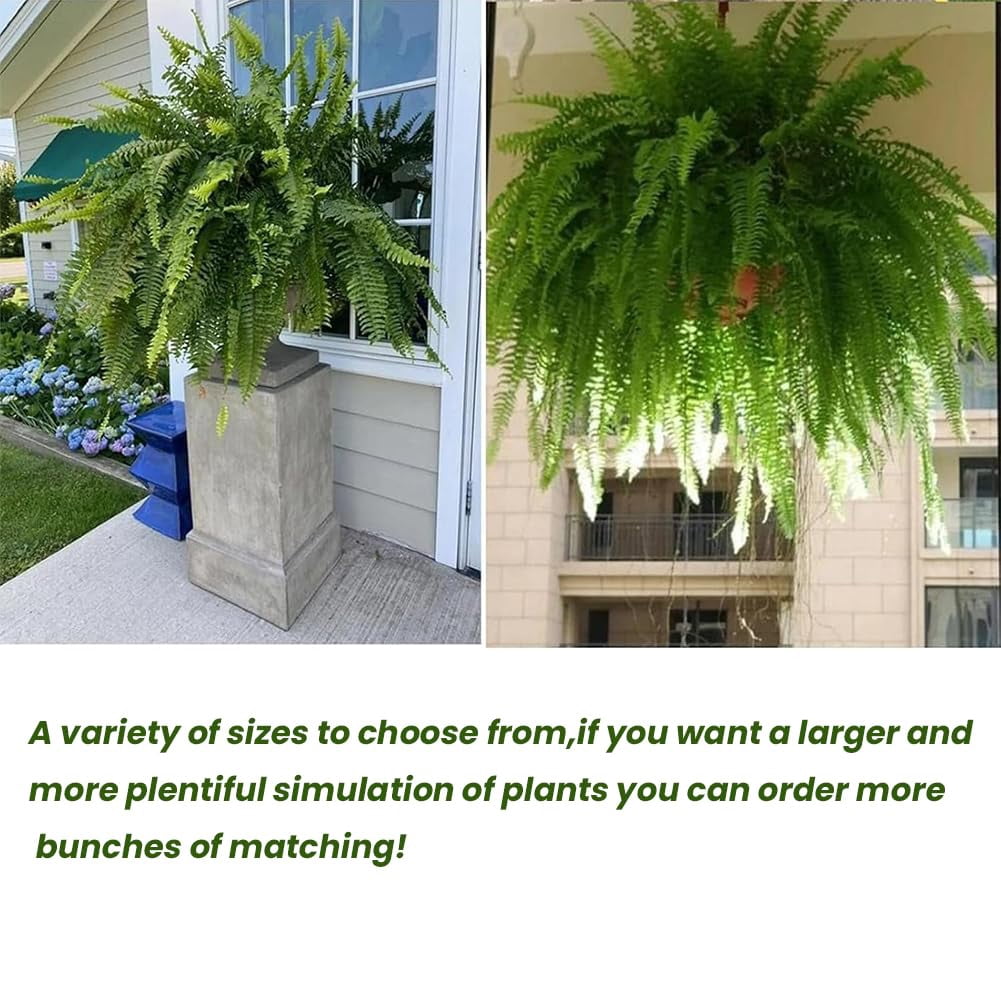 2026 New UV Resistant Lifelike Artificial Boston Fern, Faux Boston Ferns for Outdoor Planter Large, 38/60/88 Leaves Silk Ferns Hanging Baskets for Porch Window Home Decor