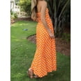 thumbnail image 6 of Orange Polka Dot Strapless A-Line Maxi Dress For Women, 6 of 7