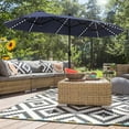 thumbnail image 2 of Alpha Joy 13ft Large Double-Sided Outdoor Patio Umbrella with Colorful Solar Lights, Navy Blue, 2 of 8