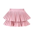 thumbnail image 3 of Yeaiivve Girls Layered Ruffle Skirt Summer Casual Elastic Waist Mini Skirts Tiered Pleated Tutu Skirt Kids School Uniform Skirts Pink 13-14 Years, 3 of 8
