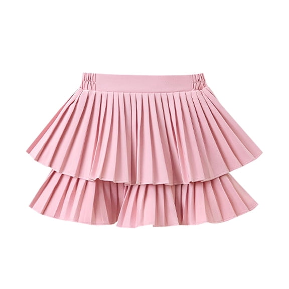 Fesfesfes Girls Tiered Ruffle Skirt Elastic Waist Princess Style High Waist Mini Skirt, Cute Summer Casual Outfit for Kids Ages 4-14 Years