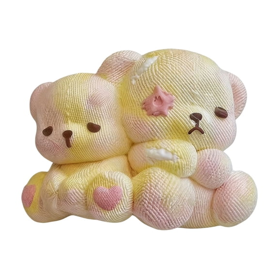 Super Soft and Slow-Rebounding Silicone Squeezable Toy for Adult, Cute Twin Bear Doll, Uncompressed Soft Rubber Toys for Office, Fun Party Small Gifts, A