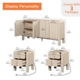 thumbnail image 3 of Wampat Mid Century Modern 3-Piece Bedroom Set 3-Drawer Dresser 2 Nightstands Wood Beige, 3 of 11