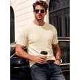 thumbnail image 2 of RICHCOIN Men's Ribbed Knit Crewneck T-Shirts Short Sleeve Textured Solid Casual Tee, 2 of 7