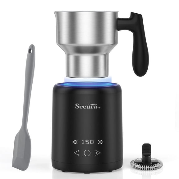 Secura Induction Milk Frother, 5-IN-1 Electric Milk Steamer with Detachable Stainless Steel Jug, 13.5oz Automatic Hot/Cold Foam & Hot Chocolate Maker with LED Touch Screen, Temperature Display