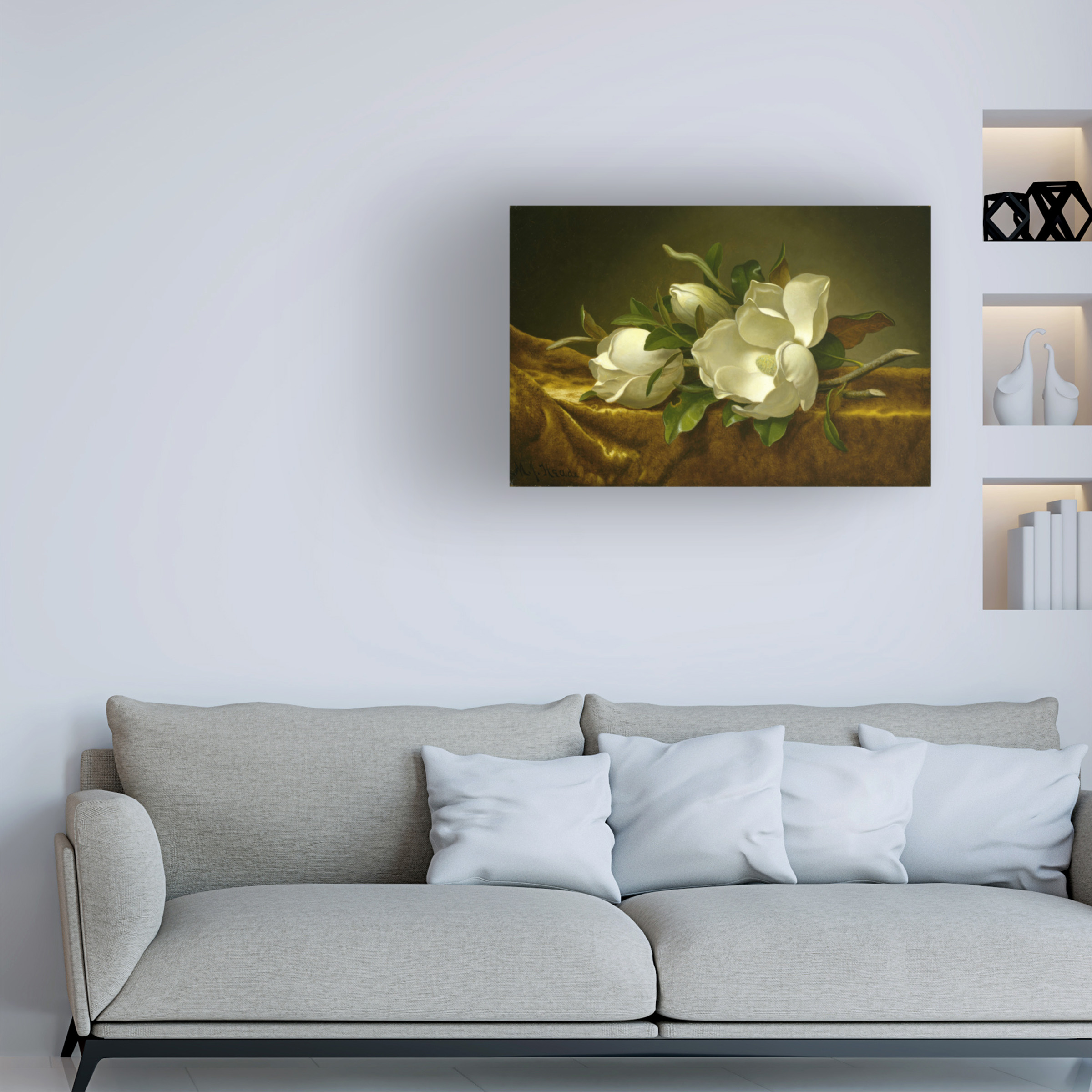 Martin Johnson Heade 'Magnolias On Gold Velvet Cloth' Canvas Art