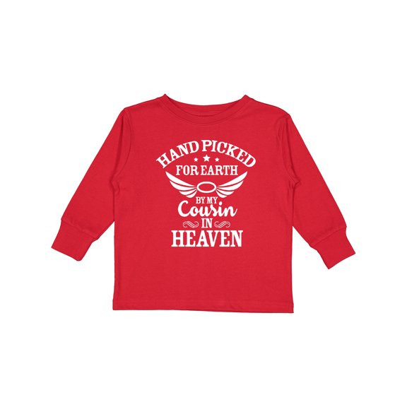 Inktastic Handpicked for Earth By My Cousin in Heaven with Angel Wings Boys or Girls Long Sleeve Toddler T-Shirt