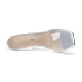 thumbnail image 4 of Women’s Clear Heels Square Toe High Stiletto Mules Slip on Wedding Dress Heel Sandals, 4 of 5