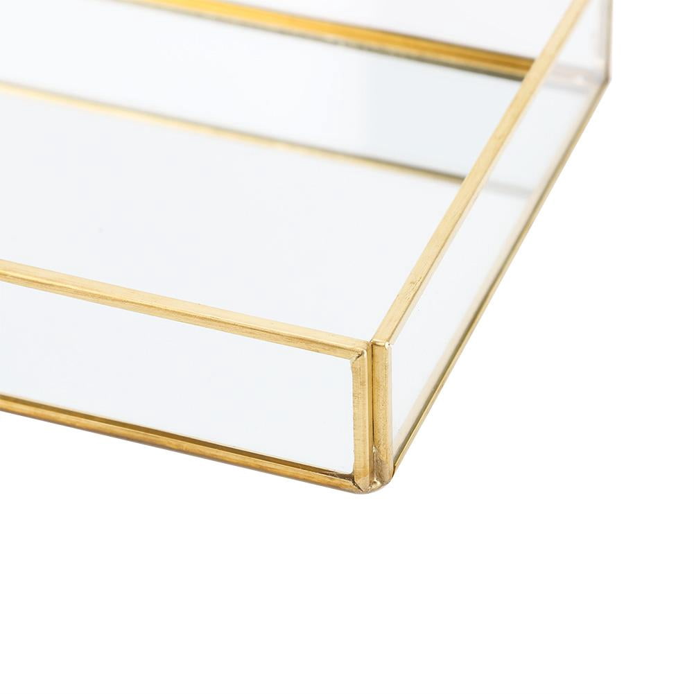 LYUMO Vintage Glass Clear Jewelry Box Rectangle Small Jewelry Display Organizer Box for Trinket Rings Necklace Bracelet