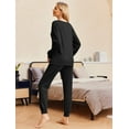 thumbnail image 6 of Ekouaer Womens Pajamas Set Ribbed Knit Long Sleeve Pullover Top Jogger Pants Set 2 Piece Lounge Set Sleepwear Tracksuit, 6 of 14