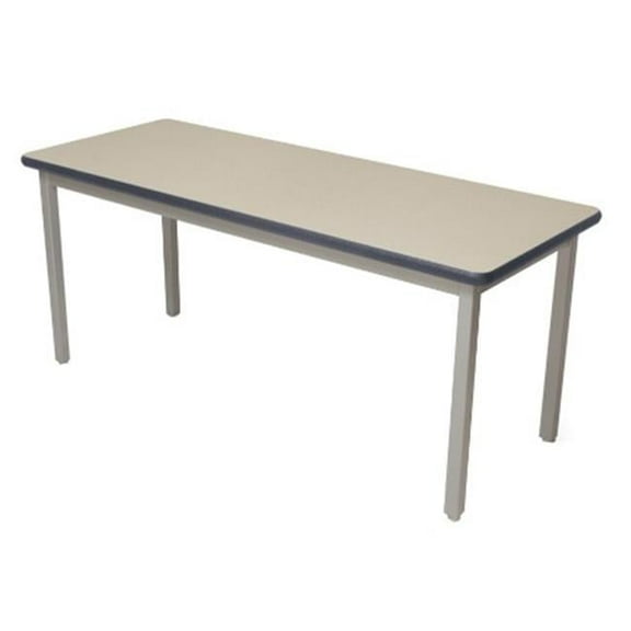 Lobo Tables LOB7109-FX-25 4 8 in. x 7 2 in. Fully Welded Lobo Table- Black Frame and Fixed Legs- Grey Nebula Laminate with Lotz Armor Edge Top