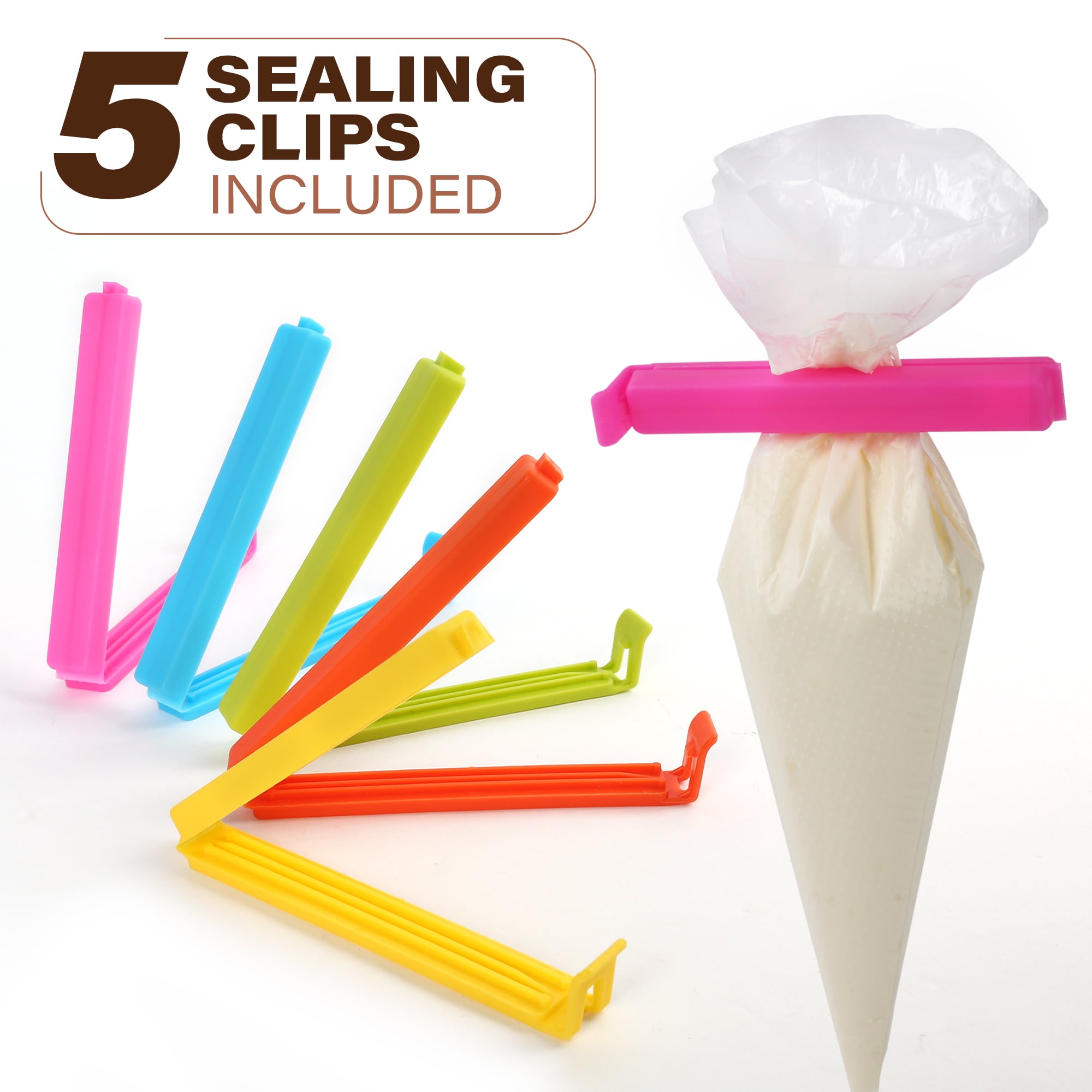 LotFancy Piping Bags, 500 Pcs 10" Disposable Pastry Bags & 5 Clips, Icing Bags for Cake Cookie Decor