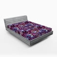 thumbnail image 2 of Ambesonne Cactus Flowers Fitted Sheet, Modern Desert Floral, California King, Dark Magenta Ceil Blue, 2 of 5