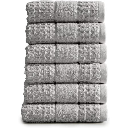 100% Cotton Super Soft Luxury Hand Towel Set | Quick-Dry and Highly Absorbent | Waffle Textu | 550 GSM | Includes 6 Hand Towels | Harper Collection (Light )
