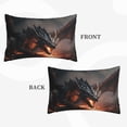 thumbnail image 2 of Naloa Fiery Black Dragon Attack Pillowcase, Throw Pillowcase, Wrinkle-Free, Stain-Resistant with Hidden Zipper for Bedroom Sofa-16"x24", 2 of 6