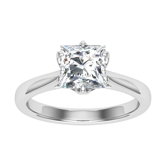 Dash Jewel 1.8 Ct Princess Cut Solitaire Diamond Ring - Lab-Created Simulated Diamond in 14K White Gold Plated Rings - Engagement Ring for Women with Prong Setting Rings - Valentine Gifts