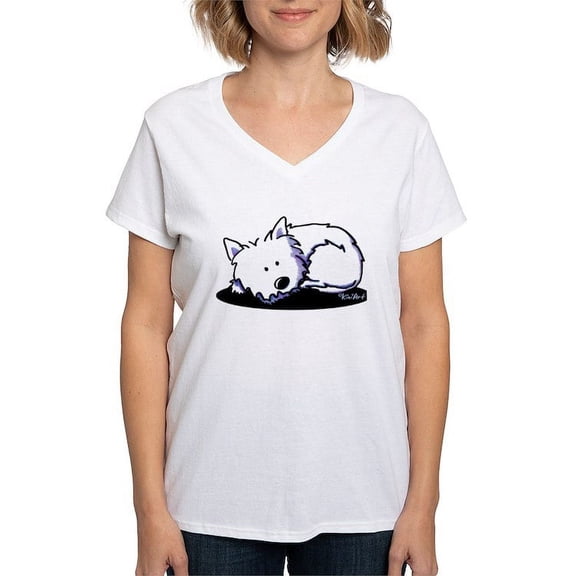 CafePress - Nap Time Westie Women's V Neck T Shirt - Womens Cotton V-Neck T-shirt
