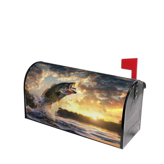 PHELIKA Bass Fish Jumping 05 Magnetic Mailbox Covers Standard Size 21"H x 18"W