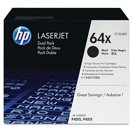 UPC: 0884962061459 | HP 64X  (CC364X-D) 2-pack High Yield Black Original LaserJet Toner Cartridges -HEWCC364XD