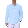 thumbnail image 4 of Men's Dress Shirt Casual Business Long Sleeve Button Down Shirts M Light Blue, 4 of 6