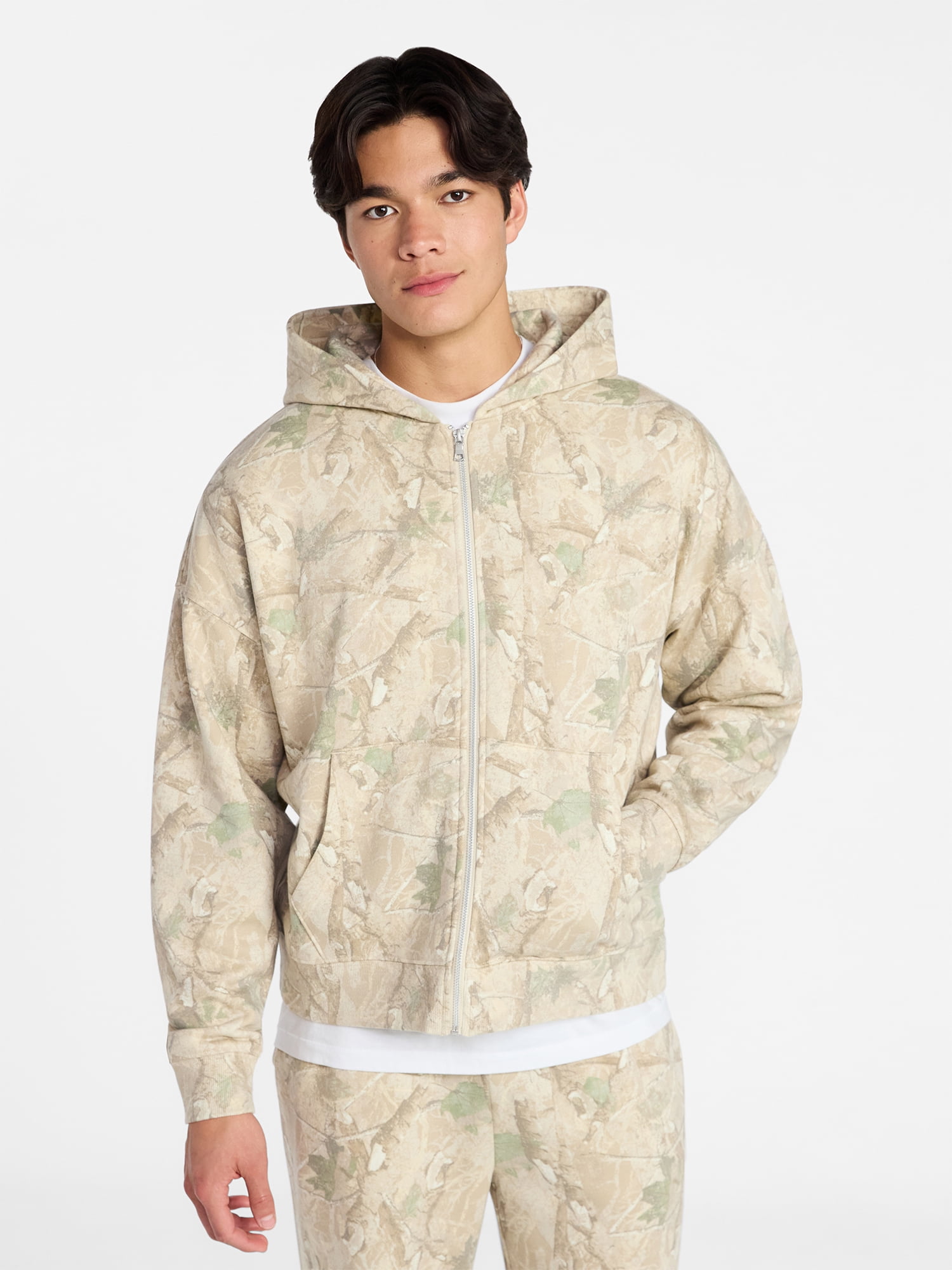 No Boundaries Zip Hoodie with Long Sleeves, Men's XS-4XLT