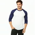 thumbnail image 2 of Men's 3/4 Sleeve Crew Neck Baseball Shirt, Casual Dynamic Cotton Raglan T Shirts, Navy/White XL, 1 Pack, 2 of 7