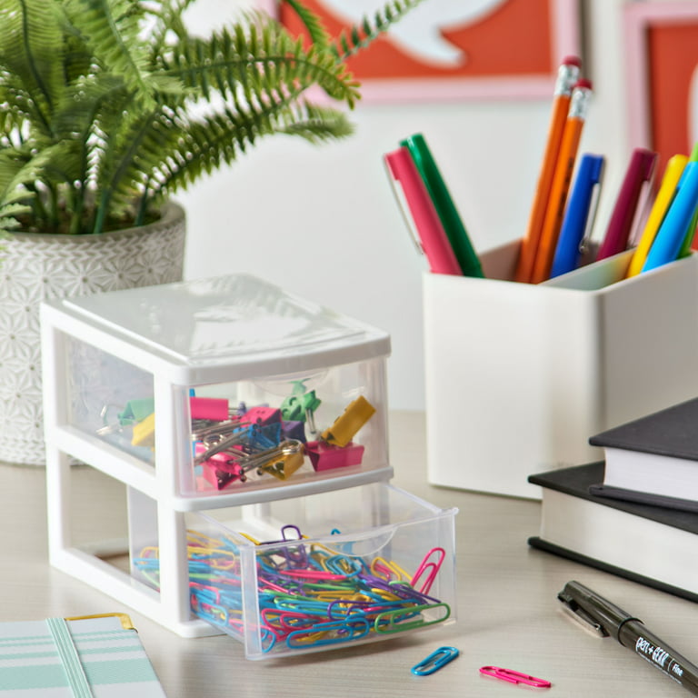 Gracious Living Mini 2 Drawer Desk Organizer with Organizational Flip Top,  White, 1 Piece - Pay Less Super Markets