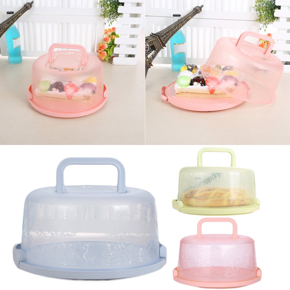 Walbest Portable Plastic Round Birthday Cake Carrier Holder Case