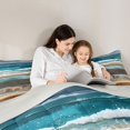 thumbnail image 4 of Castle Fairy Layered Wooden Beach Wave King Size Comforter Sets 3pcs,Seashell Rustic Coastal Landscape Comforters King Size,Teal Sand,Grey Reversible,1 Comforter and 2 Pillowcases, 4 of 6
