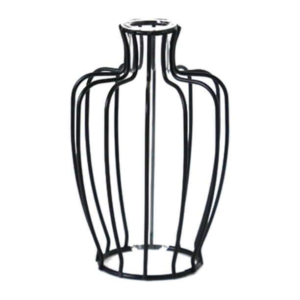 Jarrón de hierro con diseño de terrario, creativo, moderno y decorativo, para escritorio, de cristal. Negro