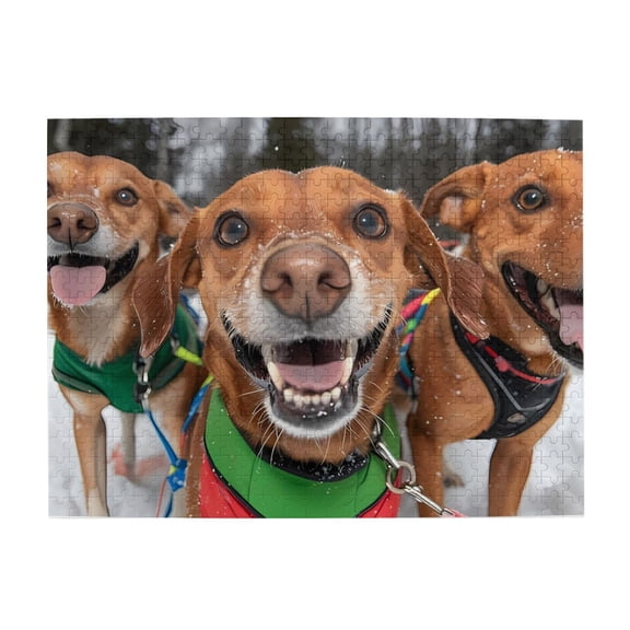 500-Piece Wooden Jigsaw Puzzle for Adults - Sled Dogs Team Snow , Interlocking Pieces with Guide Letters, Holiday Gift & Home Decor