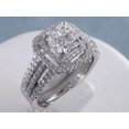 thumbnail image 2 of TAAPSEE JEWELS Princess Cut Cubic Zirconia Women's Double Halo Engagement Ring 14K White Gold Plated, 2 of 4