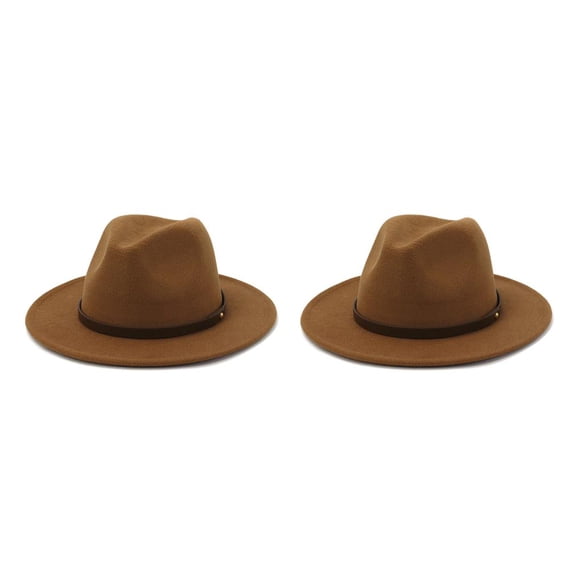 Qarigey Sombrero Elegantes Gorras de ala ancha Lana cálida Niños Boda al aire libre Caqui 58cm 2Conjunto