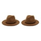thumbnail image 2 of Sonducket Sombreros con hebilla de cinturón Otoño Invierno sólido ala ancha gorras de lana cálida mujeres hombres niños boda Iglesia fiesta Caqui 58cm 2piezas, 2 of 6