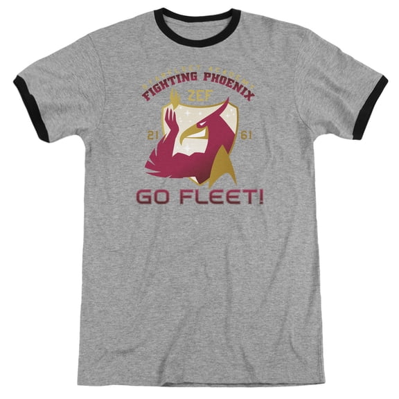 Star Trek Fighting Phoenix Adult Ringer Heather Black