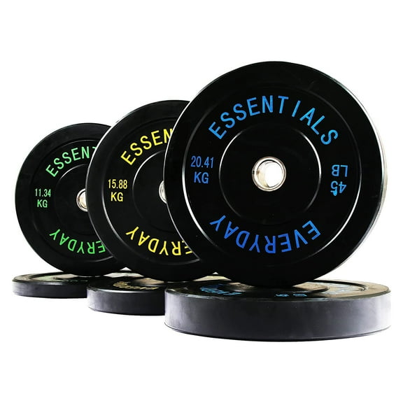 BalanceFrom 210 lb Olympic Rubber Bumper Weight Plate Set with 2” Steel Hub Inserts