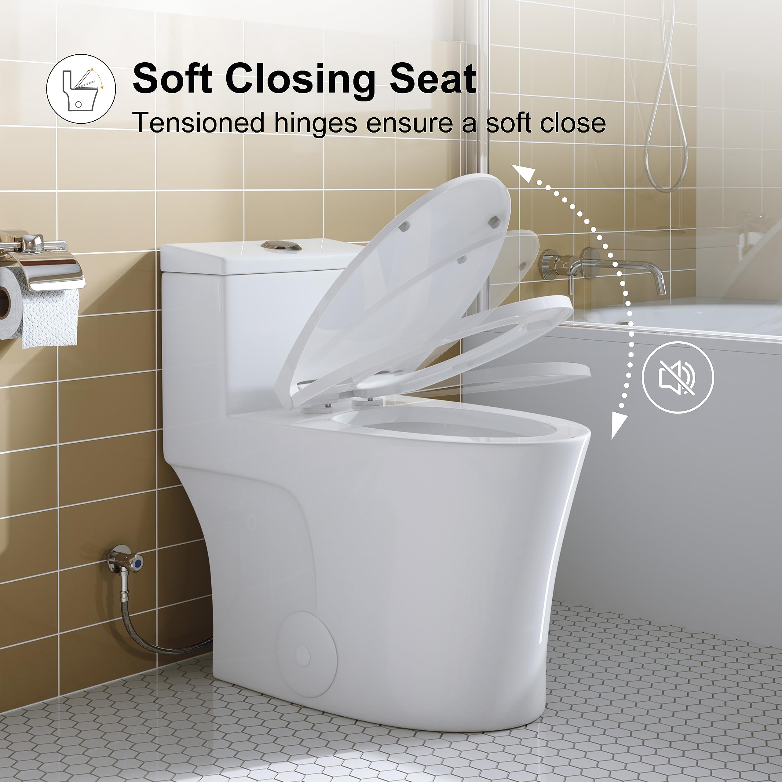 One Piece Toilet 10" Rough-in, Elongated Toilet with Comfortable Seat Height, ADA Chair Height 17.3", Dual Flush 0.8/1.28 GPF