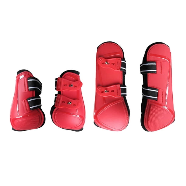 Juego de botas Fetlock para tendón de caballo, equitación, salto, absorción de golpes, , competición ecuestre, equipos de protección de piernas Rojo M Zulema Botas de tendón de caballo