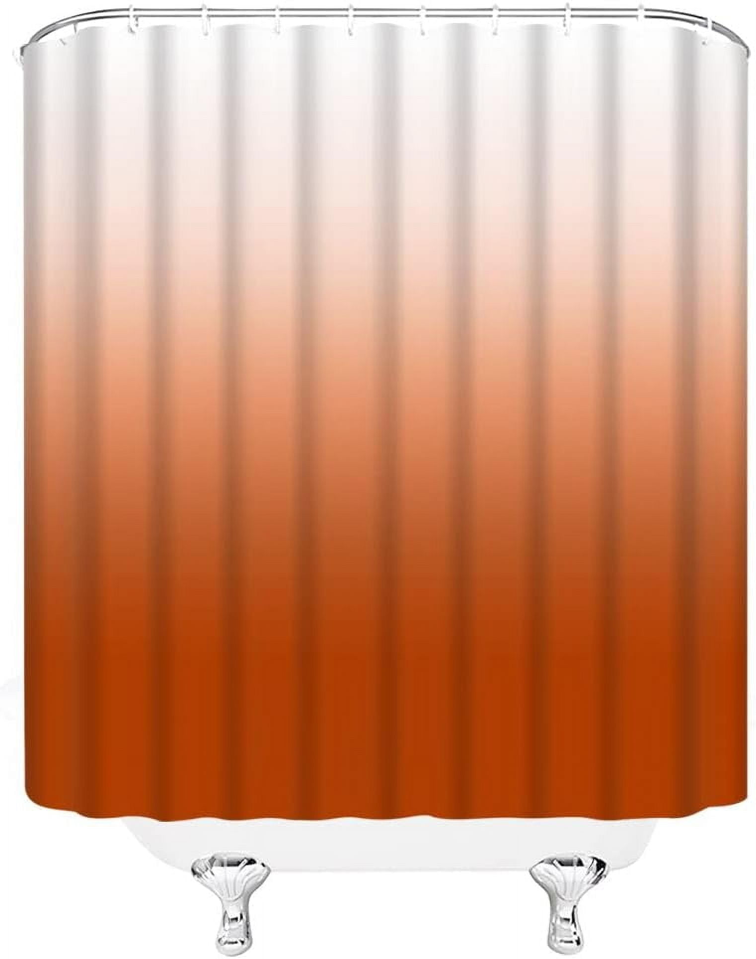 Burnt Orange Ombre Shower Curtain Gradient Orange White Modern Simplicity Fabric Bathroom Curtains Decor Set with Hook(72" WX72 H)